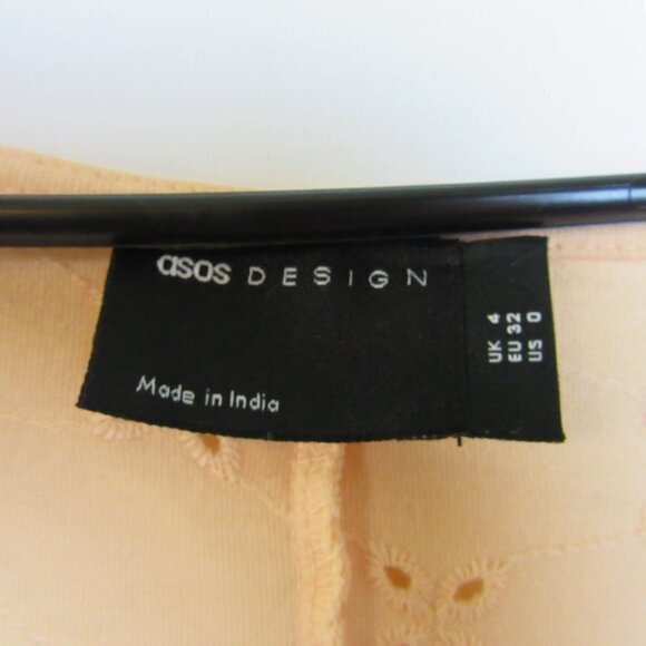 Asos Design Light Orange Floral Embroidered Laser Cut Romper Women's 0 - Picture 3 of 8